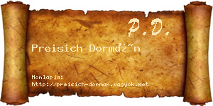 Preisich Dormán névjegykártya